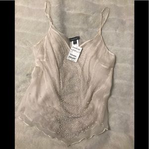Bebe Beaded Tank Top! NWT! Cream/Ivory Sz L